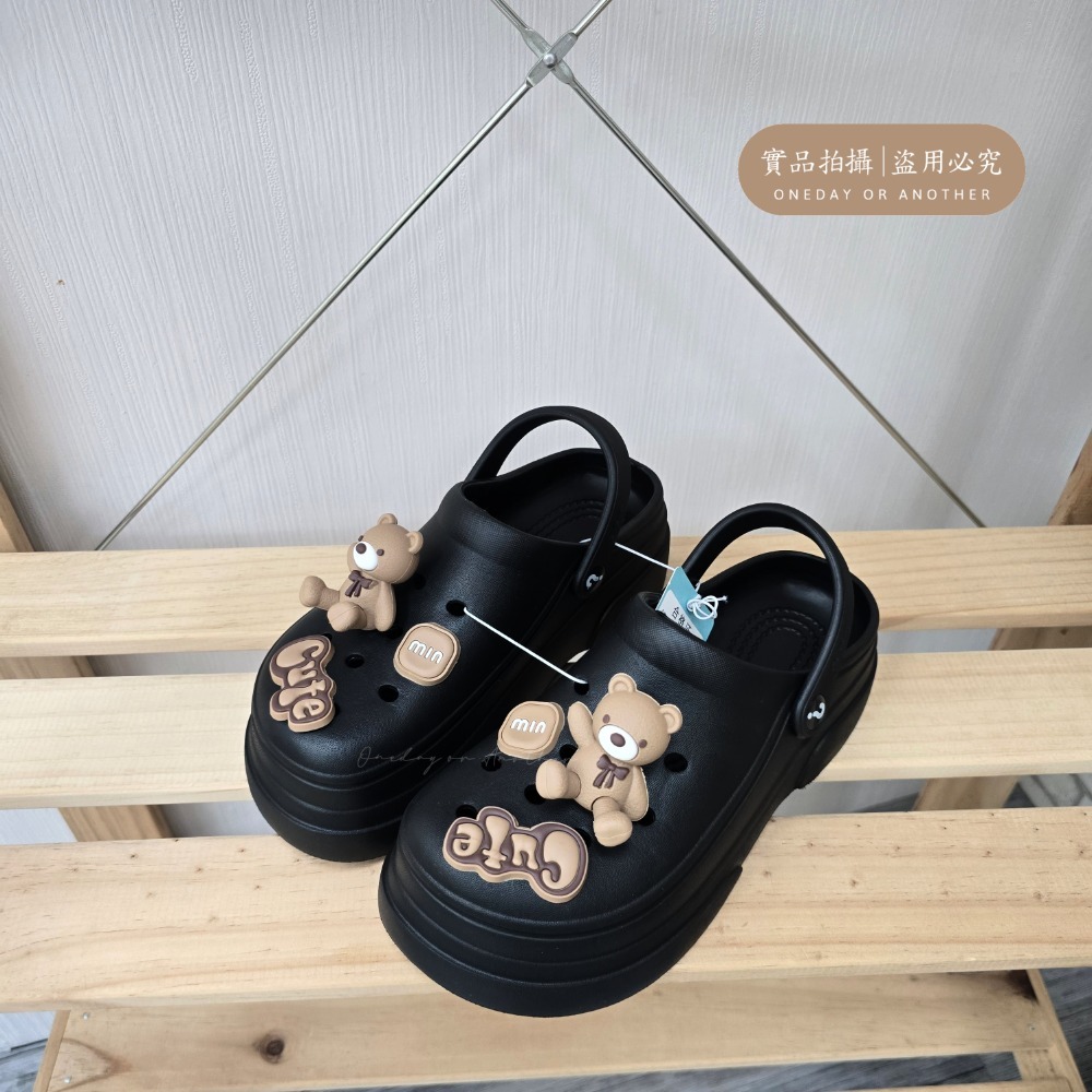 趣味立體小熊 eva洞洞鞋 可愛卡通洞洞鞋 厚底洞洞鞋 增高洞洞鞋 洞洞鞋 配件 洞洞拖鞋 防水拖鞋 QQ8182-規格圖11