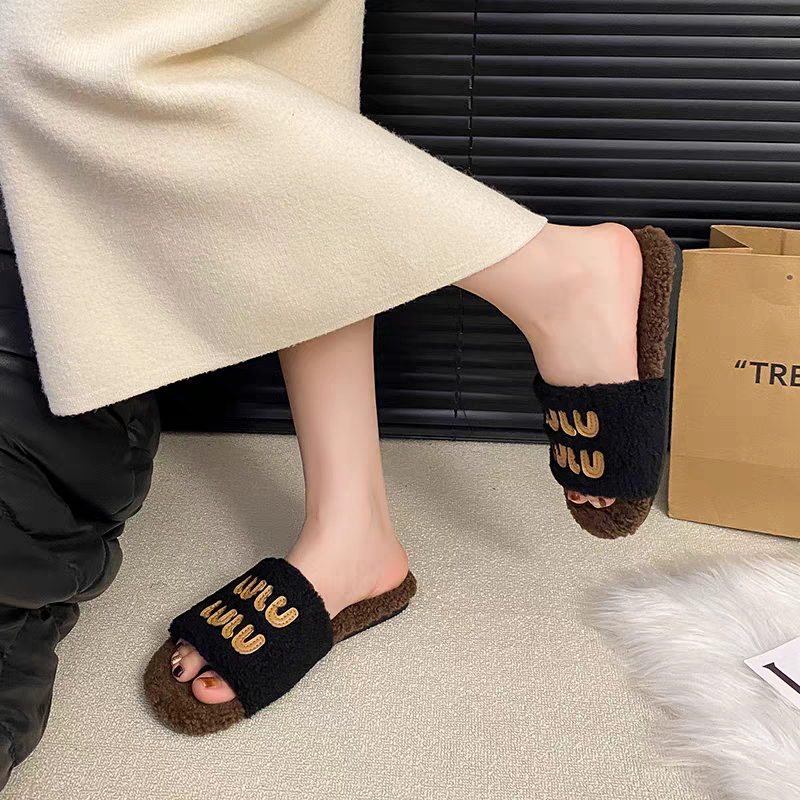 韓國東大門 大尺碼42 厚底一字毛毛拖鞋 保暖拖鞋 毛毛拖鞋 居家拖鞋 外穿拖鞋 厚底拖鞋 室內拖鞋 家居拖鞋 722A-細節圖2