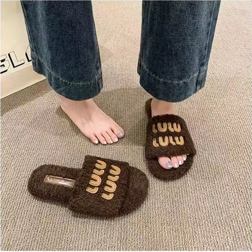 韓國東大門 大尺碼42 厚底一字毛毛拖鞋 保暖拖鞋 毛毛拖鞋 居家拖鞋 外穿拖鞋 厚底拖鞋 室內拖鞋 家居拖鞋 722A-細節圖7