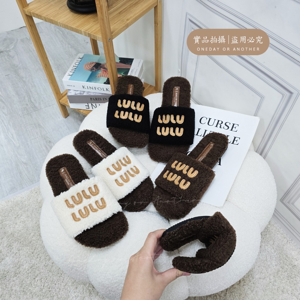 韓國東大門 大尺碼42 厚底一字毛毛拖鞋 保暖拖鞋 毛毛拖鞋 居家拖鞋 外穿拖鞋 厚底拖鞋 室內拖鞋 家居拖鞋 722A-細節圖8