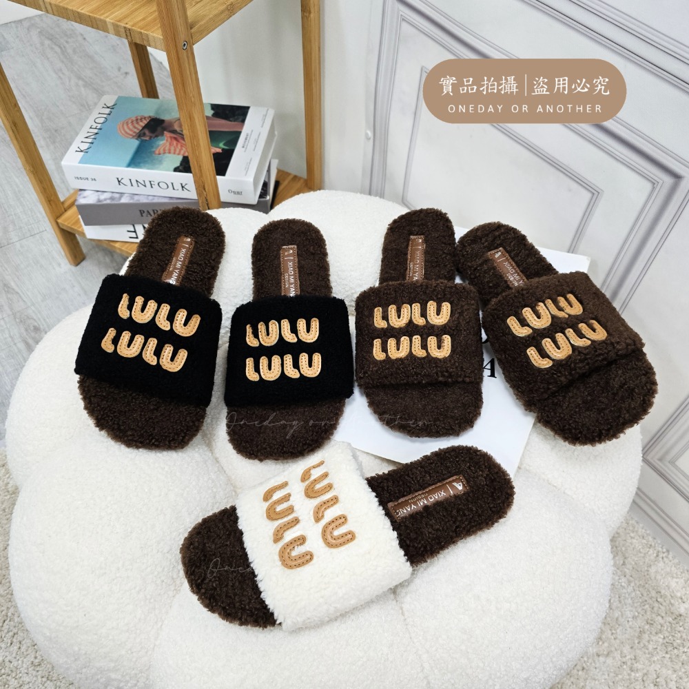 韓國東大門 大尺碼42 厚底一字毛毛拖鞋 保暖拖鞋 毛毛拖鞋 居家拖鞋 外穿拖鞋 厚底拖鞋 室內拖鞋 家居拖鞋 722A-細節圖9