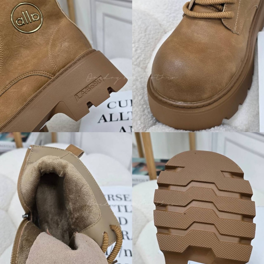 大頭素面側拉鍊綁帶厚底短靴 中筒靴 圓頭靴 踝靴 粗跟 簡約 切爾西靴 小短靴 皮革 皮靴 粗跟短靴 挺版 539-細節圖10