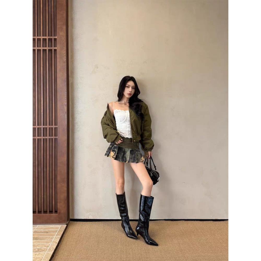 素面復古尖頭高跟靴 長靴 女靴 高筒靴 瘦瘦靴 韓版不及膝長靴 粗跟尖頭靴 騎士靴 高跟高筒靴 膝下靴 G4912-細節圖2