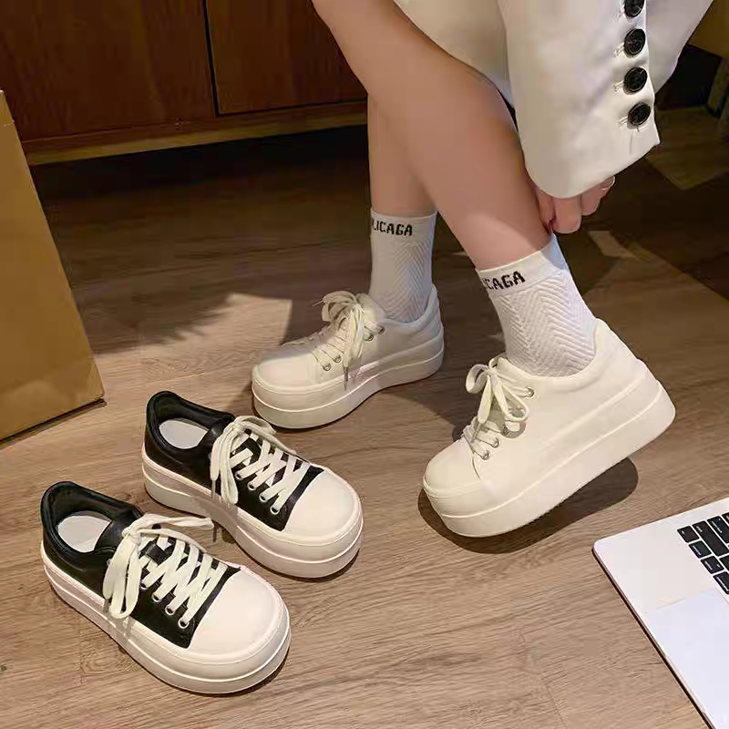 防潑水小白鞋 休閒鞋 皮面 女鞋 休閒鞋小白鞋 軟皮 舒適好走 白鞋 厚底鞋 G8180-細節圖2