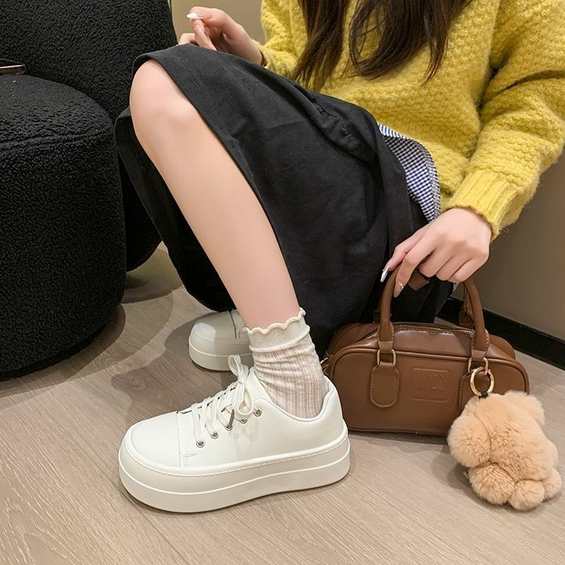 防潑水小白鞋 休閒鞋 皮面 女鞋 休閒鞋小白鞋 軟皮 舒適好走 白鞋 厚底鞋 G8180-細節圖4