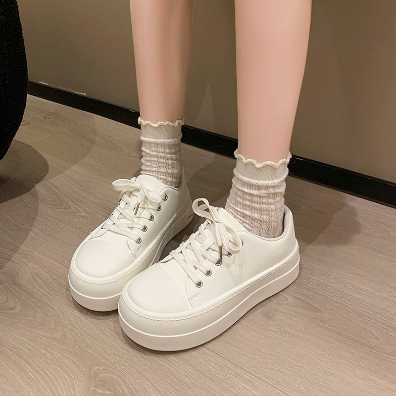 防潑水小白鞋 休閒鞋 皮面 女鞋 休閒鞋小白鞋 軟皮 舒適好走 白鞋 厚底鞋 G8180-細節圖6