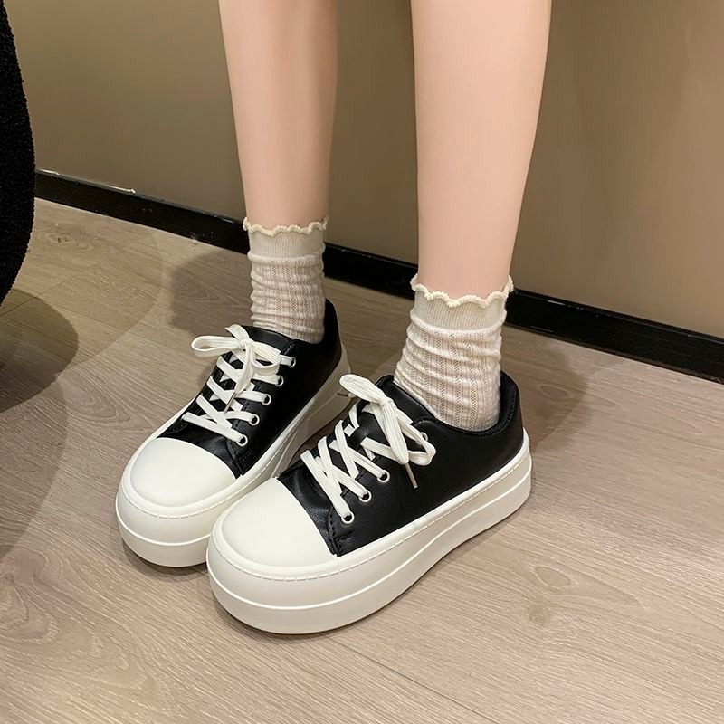 防潑水小白鞋 休閒鞋 皮面 女鞋 休閒鞋小白鞋 軟皮 舒適好走 白鞋 厚底鞋 G8180-細節圖7