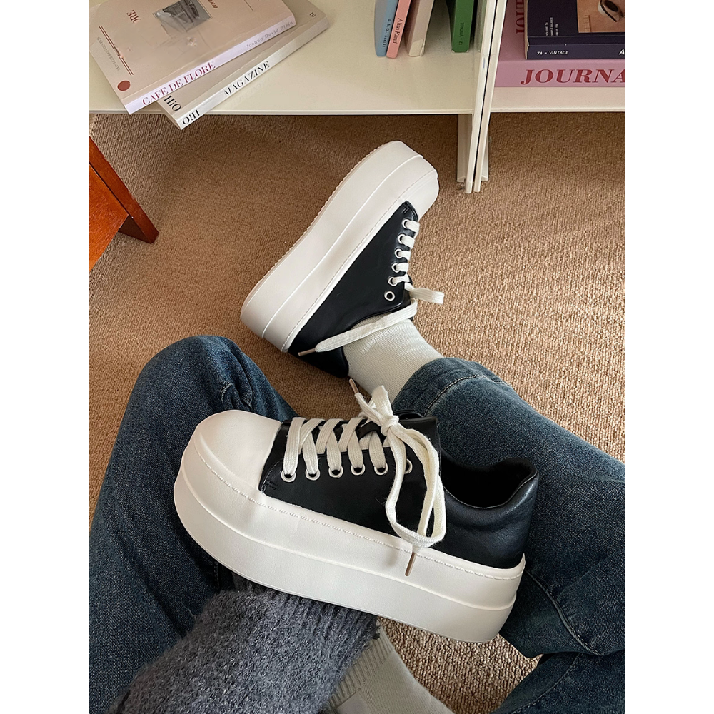 防潑水小白鞋 休閒鞋 皮面 女鞋 休閒鞋小白鞋 軟皮 舒適好走 白鞋 厚底鞋 G8180-細節圖9