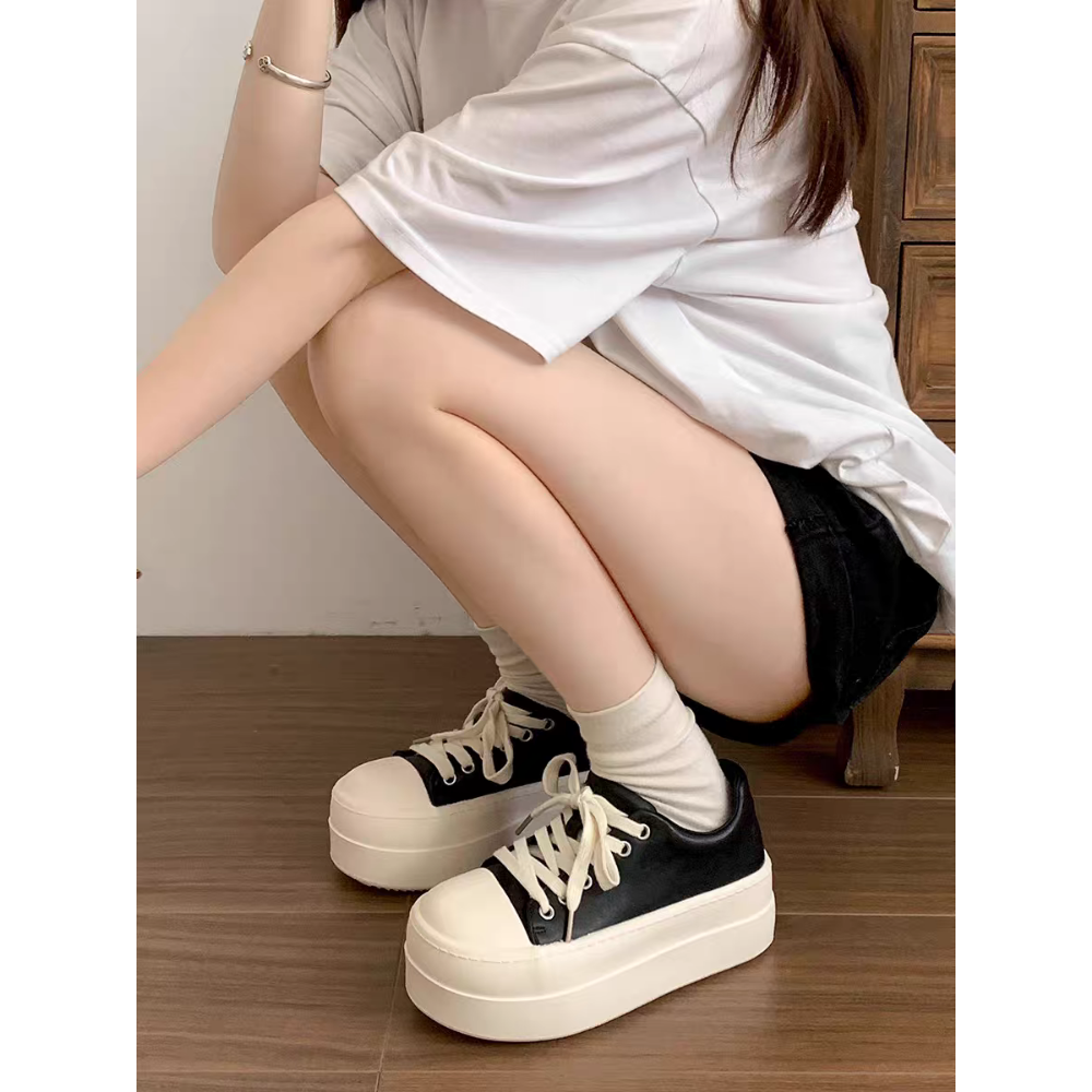 防潑水小白鞋 休閒鞋 皮面 女鞋 休閒鞋小白鞋 軟皮 舒適好走 白鞋 厚底鞋 G8180-細節圖11