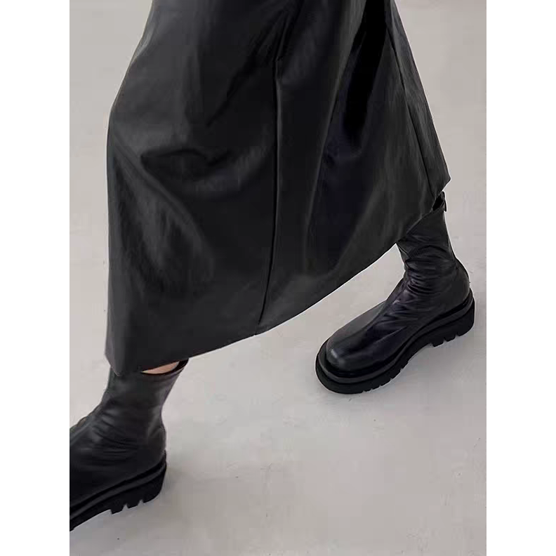 大尺碼42 厚底瘦瘦靴 切爾西靴 厚底靴 中筒靴 煙管靴 短靴 靴子厚底鞋  切爾西靴 粗跟中筒機車靴 韓國靴G4525-細節圖8