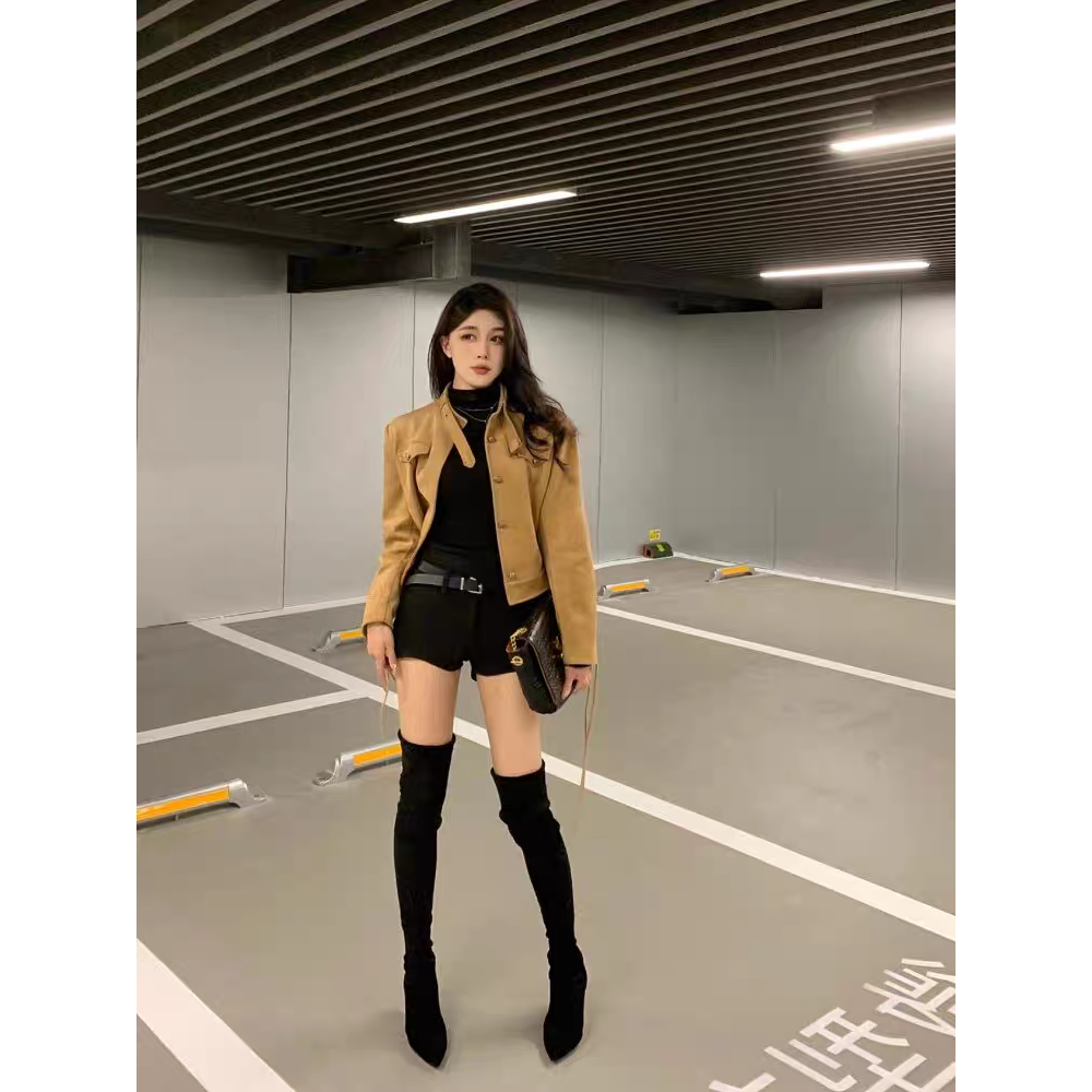 大尺碼36-42 高跟絨面尖頭長靴 過膝長靴 不掉筒 及膝靴 高筒靴 膝上靴 女靴 高跟長靴 高跟過膝長靴 G3782-細節圖4