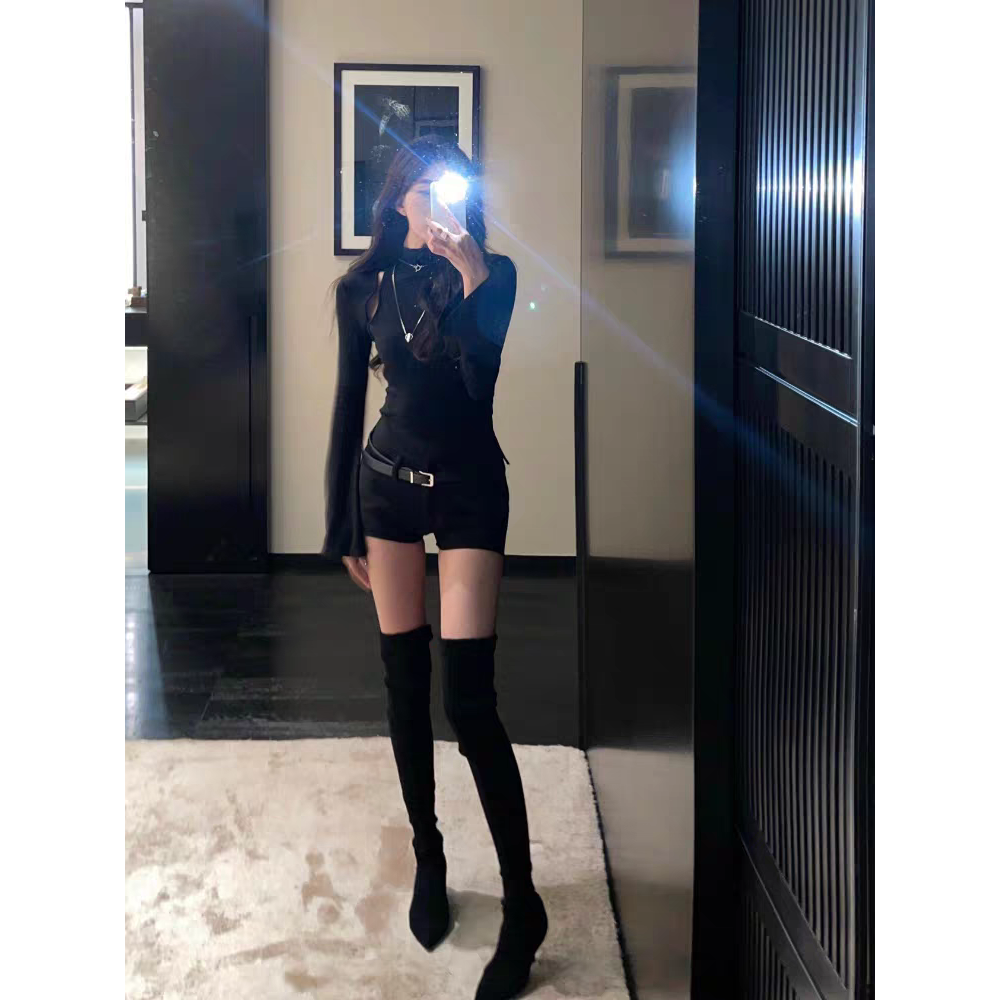 大尺碼36-42 高跟絨面尖頭長靴 過膝長靴 不掉筒 及膝靴 高筒靴 膝上靴 女靴 高跟長靴 高跟過膝長靴 G3782-細節圖5