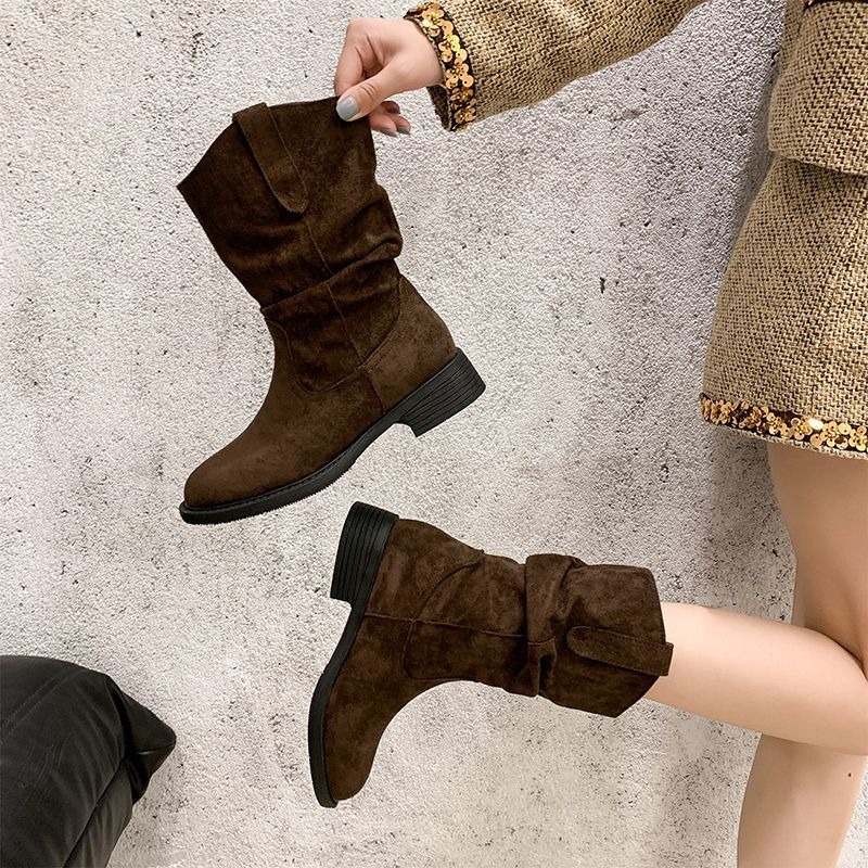 韓國東大門 美拉德堆堆靴 V口超顯腿長 切爾西靴 中筒靴 煙管靴 短靴 切爾西靴 粗跟中筒機車靴 粗跟短靴 G5668-細節圖4