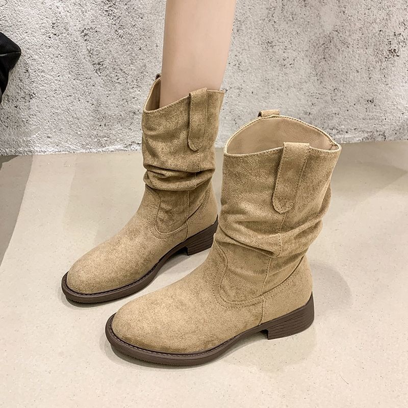 韓國東大門 美拉德堆堆靴 V口超顯腿長 切爾西靴 中筒靴 煙管靴 短靴 切爾西靴 粗跟中筒機車靴 粗跟短靴 G5668-細節圖9