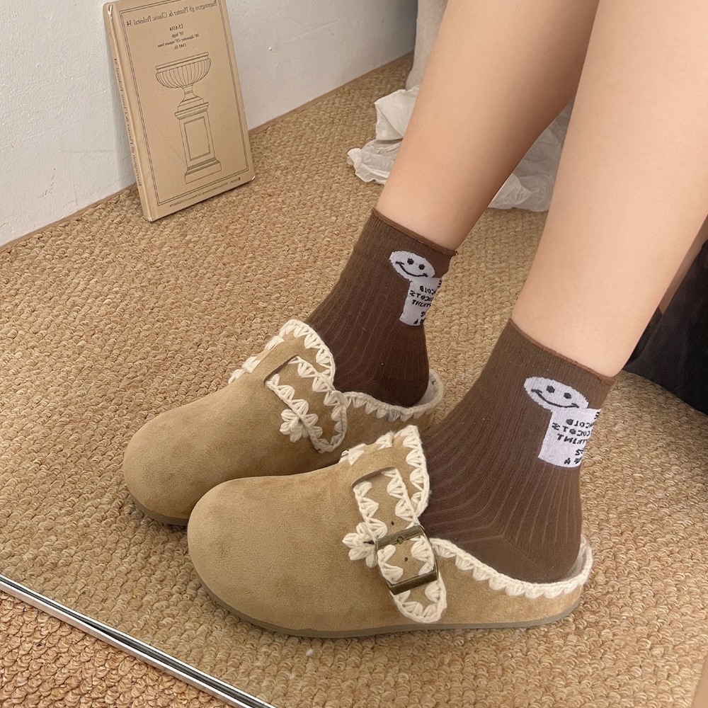 韓國東大門 毛線滾邊絨面勃肯拖鞋 懶人拖 包頭鞋 半包鞋 懶人鞋 半拖 布希鞋 涼鞋 拖鞋女 拖鞋 勃肯鞋 G6640-細節圖3