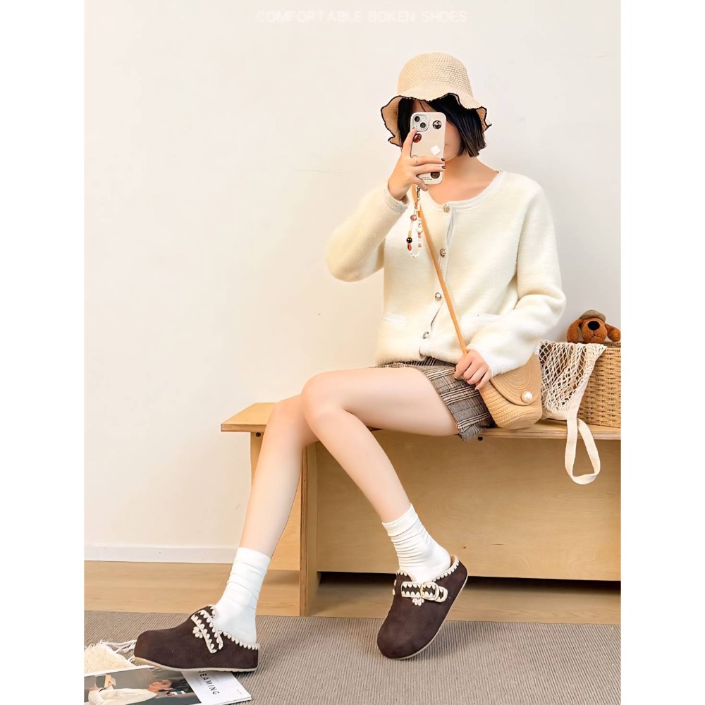 韓國東大門 毛線滾邊絨面勃肯拖鞋 懶人拖 包頭鞋 半包鞋 懶人鞋 半拖 布希鞋 涼鞋 拖鞋女 拖鞋 勃肯鞋 G6640-細節圖5