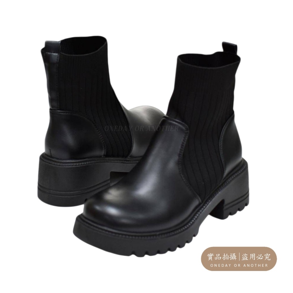 大尺碼42 粗跟短靴 厚底靴 切爾西靴 中筒靴 煙管靴 短筒切爾西靴 粗跟中筒靴機車靴 英倫風 皮靴 靴子 G8865-規格圖7