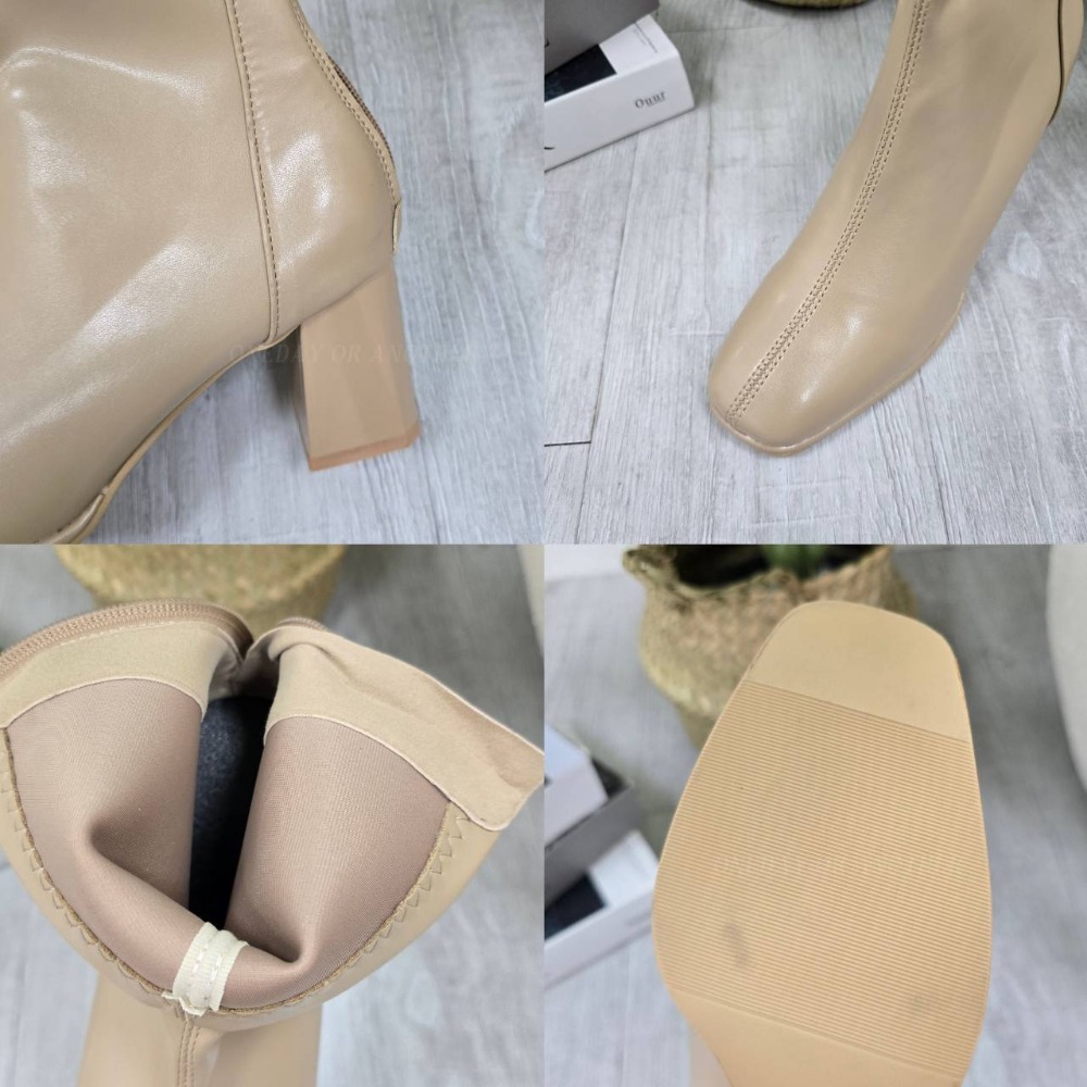 韓版短靴 方頭靴 後拉鍊 短靴 踝靴 低跟靴 瘦瘦靴 粗跟靴 馬丁靴 小短靴 皮革 皮靴 粗跟短靴 軟皮短靴 0722-細節圖11