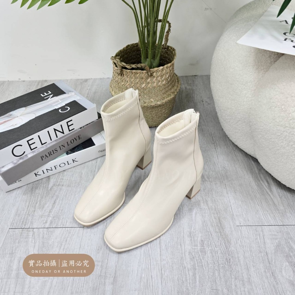 韓版短靴 方頭靴 後拉鍊 短靴 踝靴 低跟靴 瘦瘦靴 粗跟靴 馬丁靴 小短靴 皮革 皮靴 粗跟短靴 軟皮短靴 0722-規格圖11