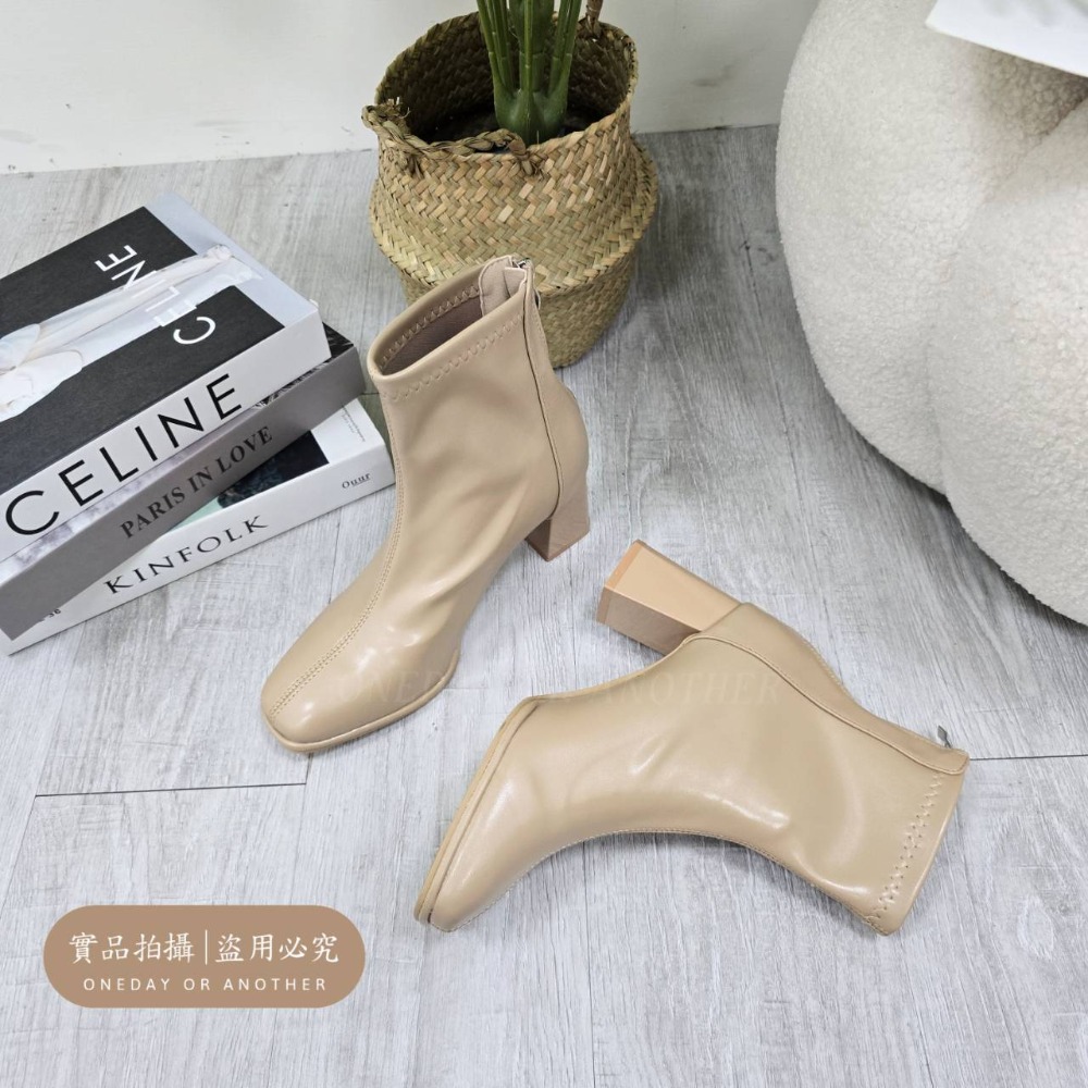 韓版短靴 方頭靴 後拉鍊 短靴 踝靴 低跟靴 瘦瘦靴 粗跟靴 馬丁靴 小短靴 皮革 皮靴 粗跟短靴 軟皮短靴 0722-規格圖11