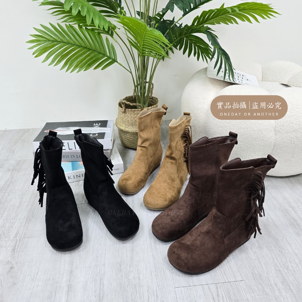 流蘇短靴麂皮短靴平底靴顯瘦保暖不磨腳好走百搭女靴中筒靴黑棕卡其秋冬靴韓系穿搭軟底舒適耐走通勤學生必備熱銷推薦爆款2521-細節圖8