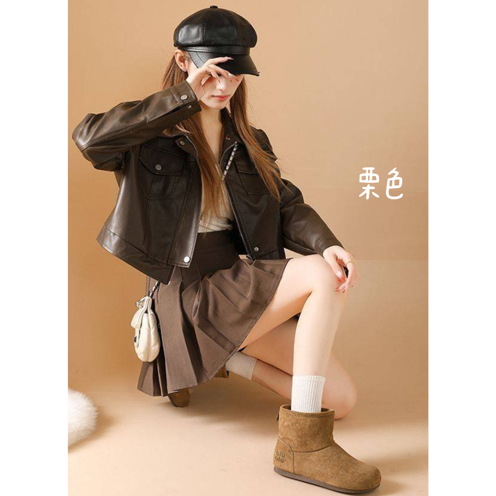 素色絨面圓頭短靴 內增高QQ軟墊 厚底短靴 雪靴 雪地靴 增高 厚底 靴子 短筒靴 保暖靴 內鋪毛 止滑耐磨 G8566-細節圖6