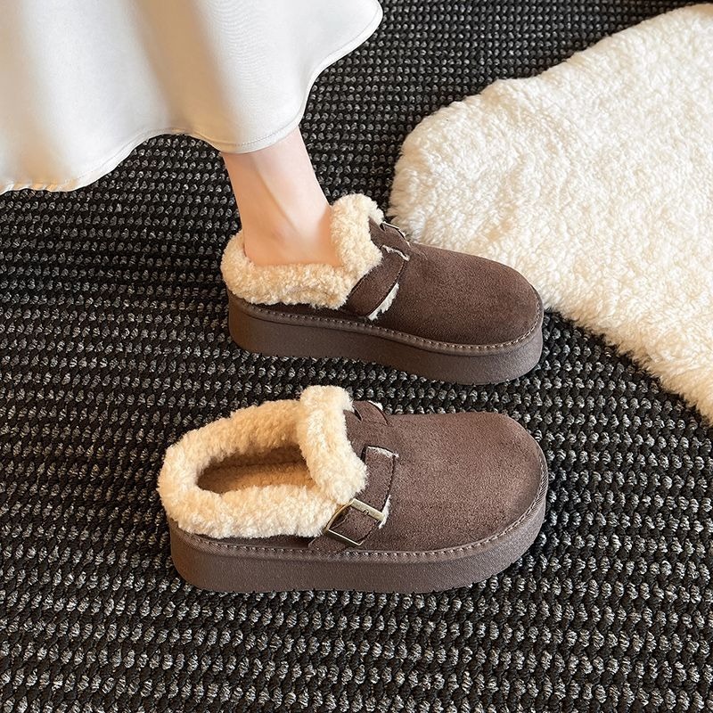 韓國東大門 厚底勃肯羊羔毛毛拖鞋 加絨加厚雪地靴 舒適保暖 毛絨拖鞋 雪靴拖鞋 外穿拖鞋 厚底拖鞋 家居拖鞋 G9077-細節圖7