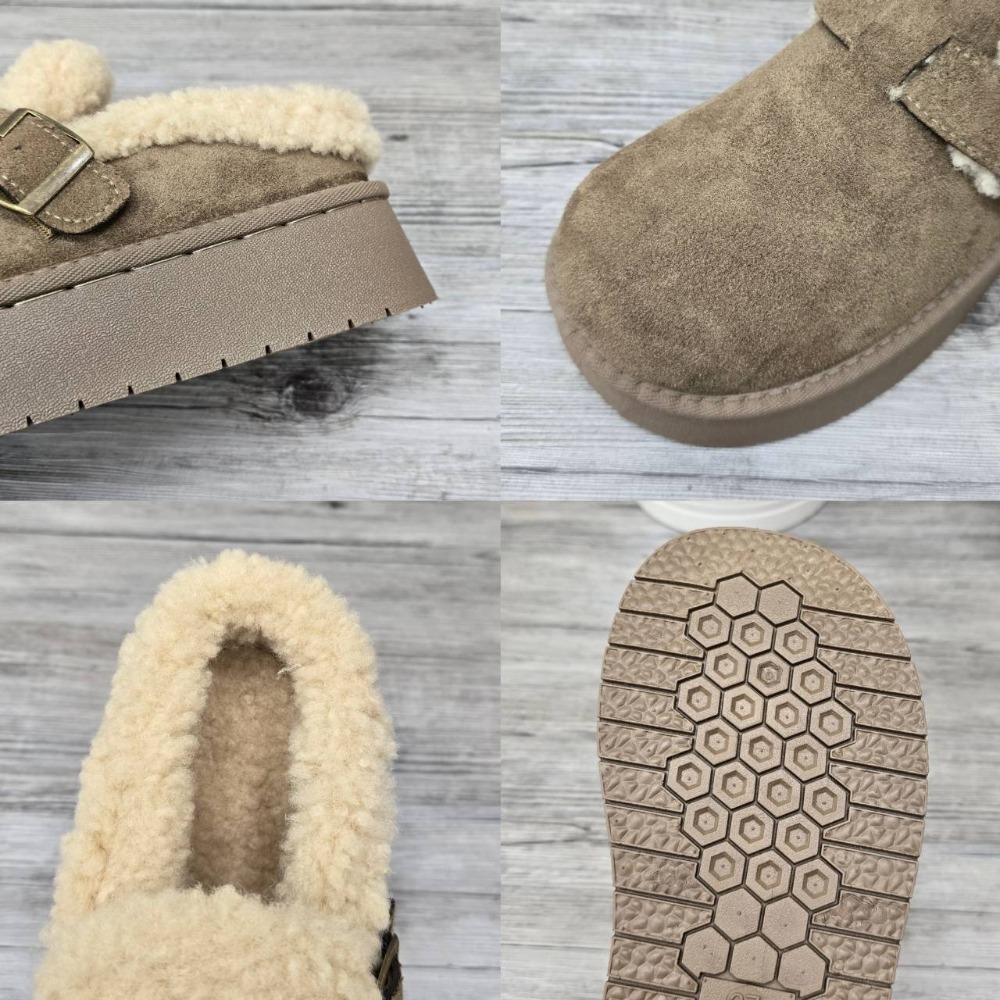 韓國東大門 厚底勃肯羊羔毛毛拖鞋 加絨加厚雪地靴 舒適保暖 毛絨拖鞋 雪靴拖鞋 外穿拖鞋 厚底拖鞋 家居拖鞋 G9077-細節圖10