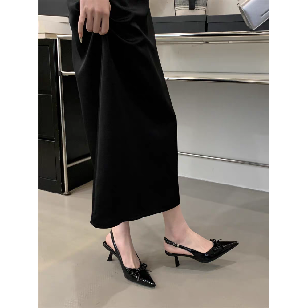 韓國東大門 尖頭跟鞋 瑪麗珍鞋後帶涼鞋 尖頭前包後涼鞋 尖頭跟鞋 低跟鞋 涼鞋 尖頭鞋 OL 通勤 瑪麗珍鞋 2308-細節圖2