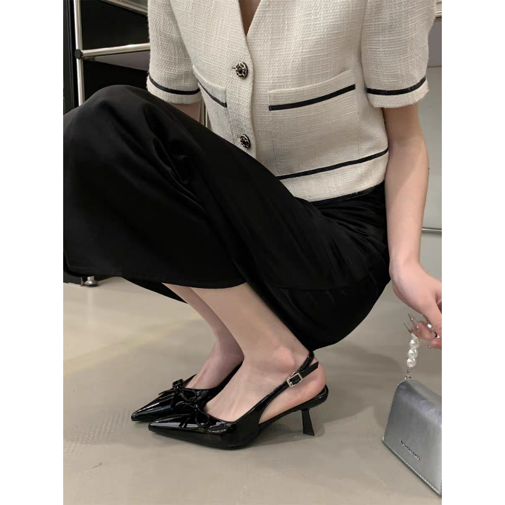 韓國東大門 尖頭跟鞋 瑪麗珍鞋後帶涼鞋 尖頭前包後涼鞋 尖頭跟鞋 低跟鞋 涼鞋 尖頭鞋 OL 通勤 瑪麗珍鞋 2308-細節圖4