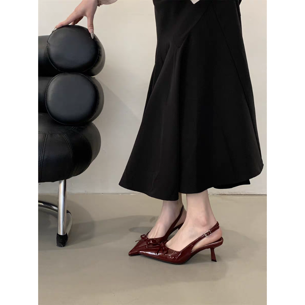 韓國東大門 尖頭跟鞋 瑪麗珍鞋後帶涼鞋 尖頭前包後涼鞋 尖頭跟鞋 低跟鞋 涼鞋 尖頭鞋 OL 通勤 瑪麗珍鞋 2308-細節圖7