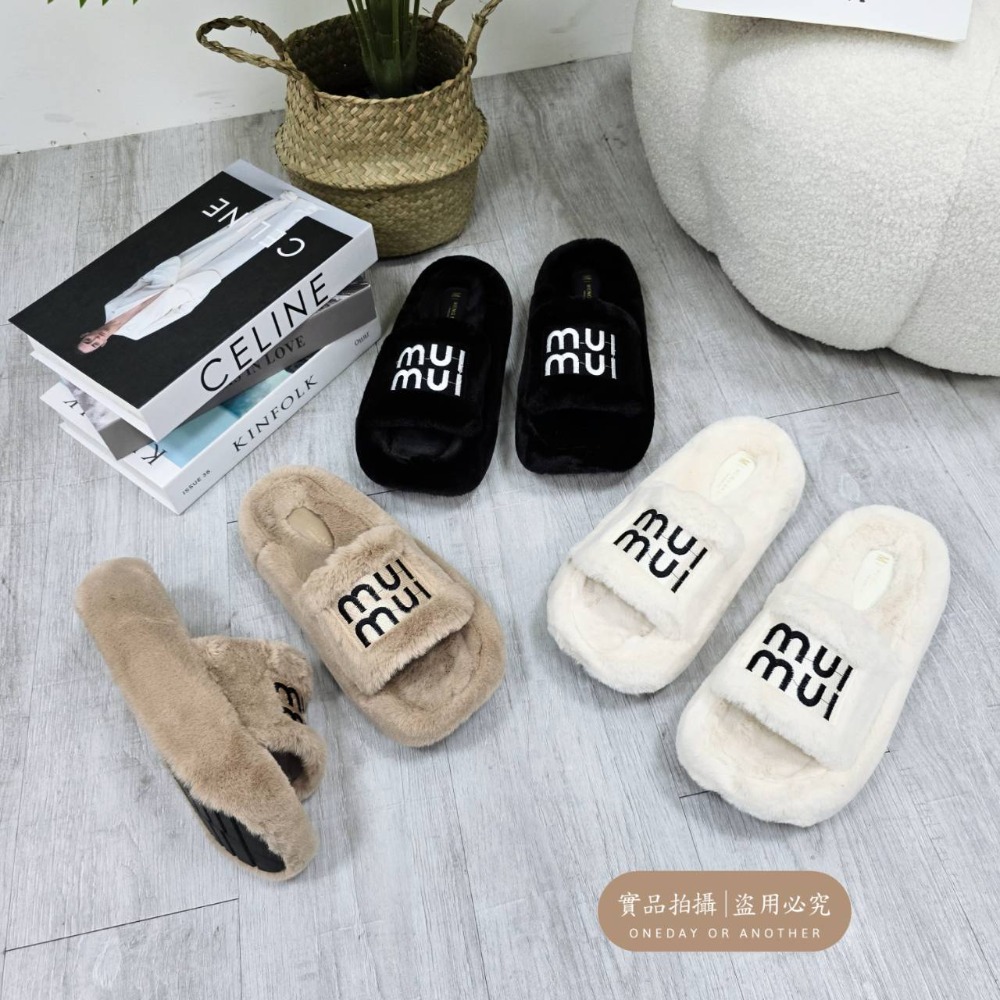 刺繡毛絨拖鞋 厚底拖鞋 居家拖鞋 秋冬保暖 室內外可穿 厚底毛毛拖鞋 韓版防滑 可愛羊羔毛拖鞋 軟底舒適 H819-細節圖5