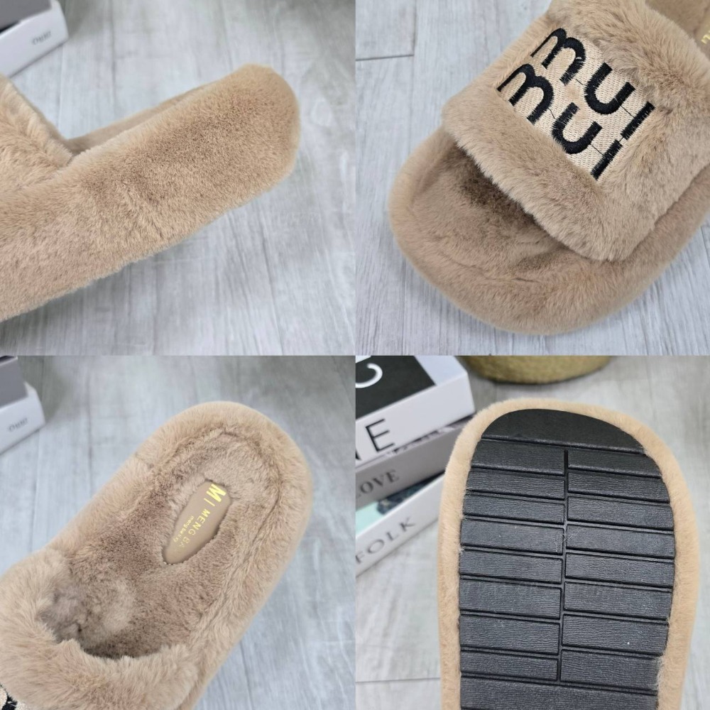 刺繡毛絨拖鞋 厚底拖鞋 居家拖鞋 秋冬保暖 室內外可穿 厚底毛毛拖鞋 韓版防滑 可愛羊羔毛拖鞋 軟底舒適 H819-細節圖7