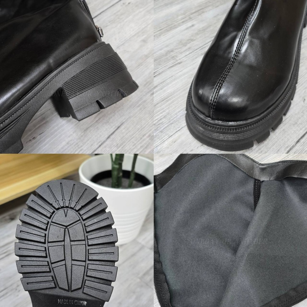 顯瘦V口素面後拉鍊長靴 中筒靴 圓頭靴 靴子女 女靴 靴子 長靴女 膝下靴 皮靴 高筒靴 G8550-細節圖11