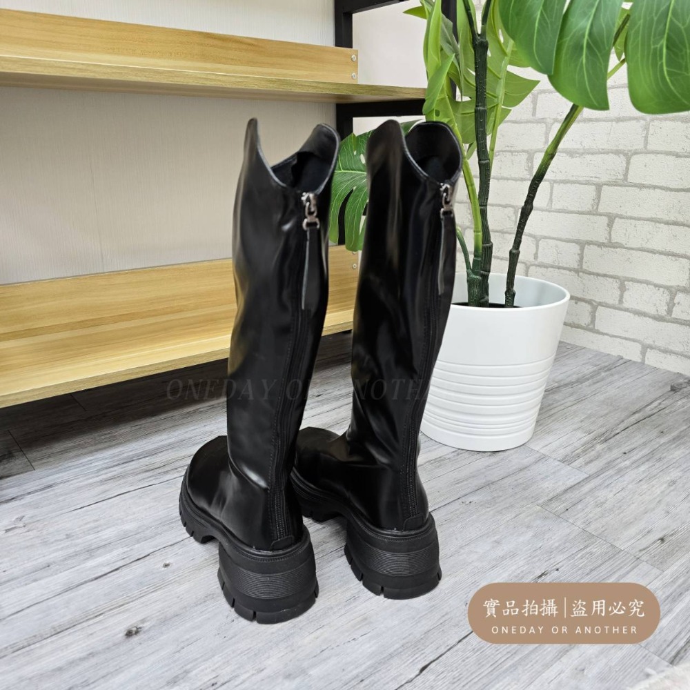 顯瘦V口素面後拉鍊長靴 中筒靴 圓頭靴 靴子女 女靴 靴子 長靴女 膝下靴 皮靴 高筒靴 G8550-細節圖8