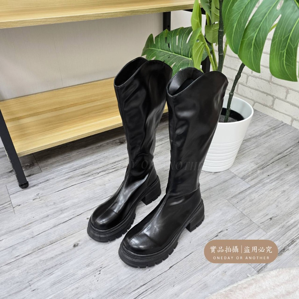 顯瘦V口素面後拉鍊長靴 中筒靴 圓頭靴 靴子女 女靴 靴子 長靴女 膝下靴 皮靴 高筒靴 G8550-規格圖9