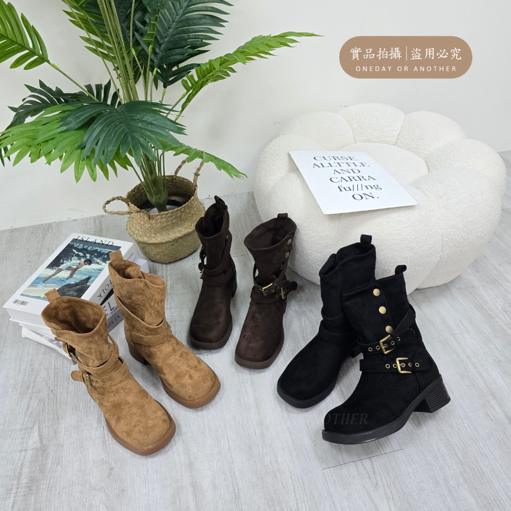 兩種穿法🤎質感麂皮釦環兩穿粗跟靴 防滑厚底長靴 瘦瘦靴 長筒靴 高筒 增高 厚底 顯瘦 騎士靴 長靴 膝下靴 7998-細節圖7