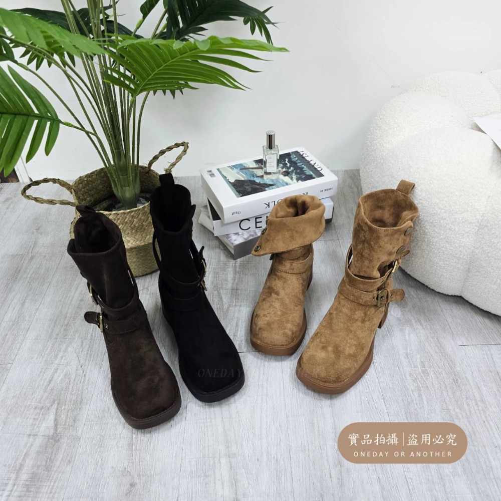 兩種穿法🤎質感麂皮釦環兩穿粗跟靴 防滑厚底長靴 瘦瘦靴 長筒靴 高筒 增高 厚底 顯瘦 騎士靴 長靴 膝下靴 7998-細節圖8