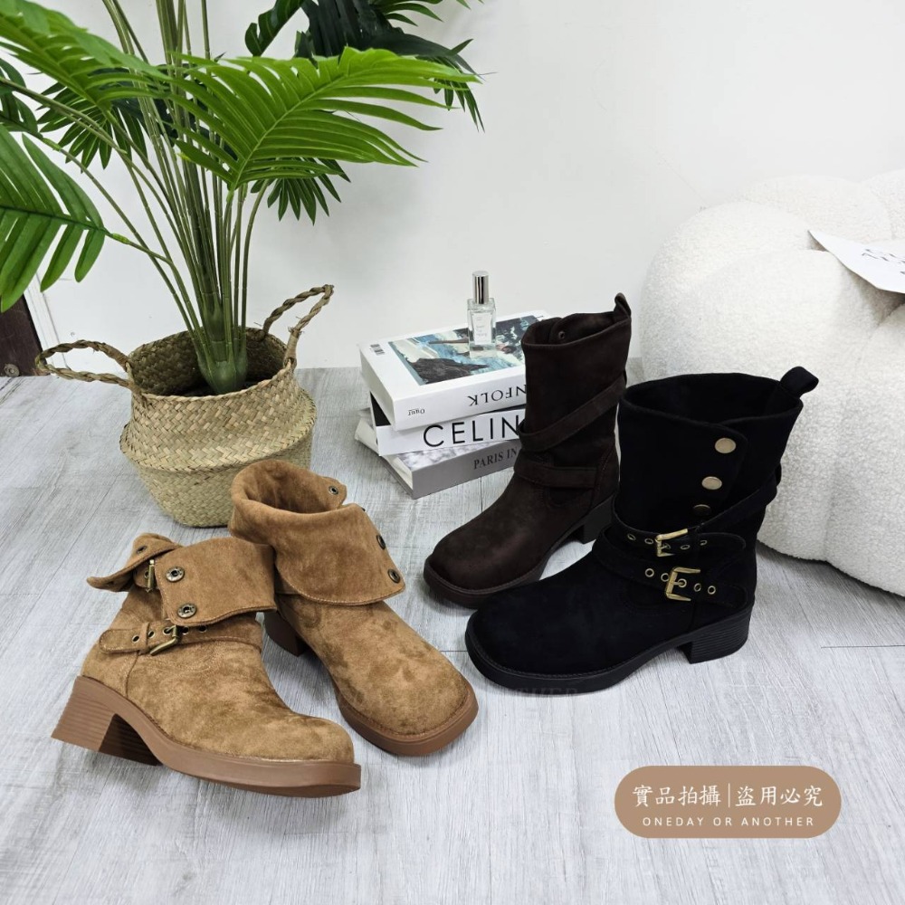 兩種穿法🤎質感麂皮釦環兩穿粗跟靴 防滑厚底長靴 瘦瘦靴 長筒靴 高筒 增高 厚底 顯瘦 騎士靴 長靴 膝下靴 7998-細節圖9