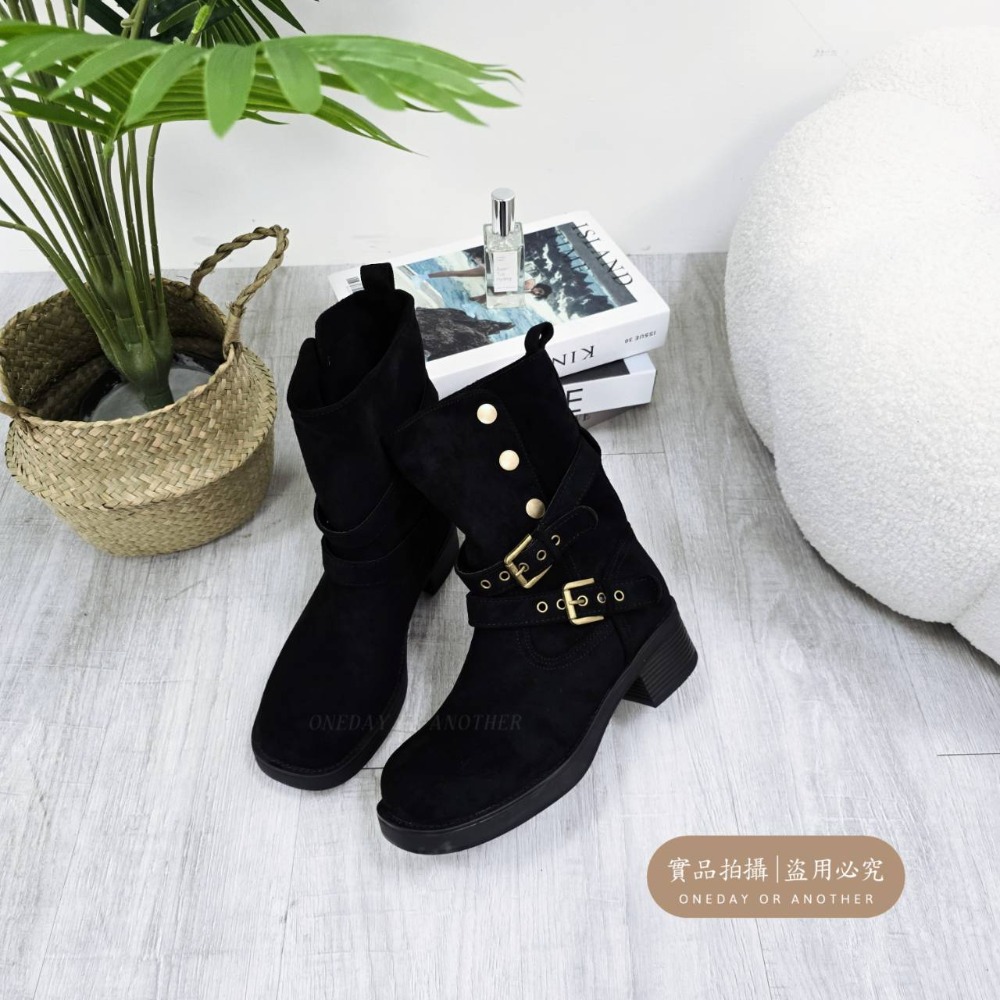 兩種穿法🤎質感麂皮釦環兩穿粗跟靴 防滑厚底長靴 瘦瘦靴 長筒靴 高筒 增高 厚底 顯瘦 騎士靴 長靴 膝下靴 7998-規格圖10