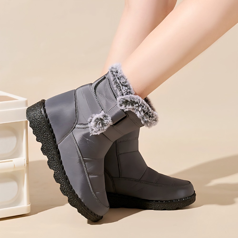 大尺碼43 防潑水雪地靴 防水加絨加厚保暖中筒靴 北海道滑雪靴 舒適保暖 防水雪地靴 防水軍靴 雪靴日本 登山靴HM01-細節圖6