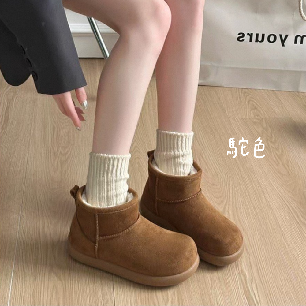 自留款♥️絨毛厚底雪靴 可愛加厚加絨保暖靴 毛毛靴 雪靴 雪地靴 增高 厚底 靴子 短筒靴 內鋪毛 防滑靴 G8535-細節圖4