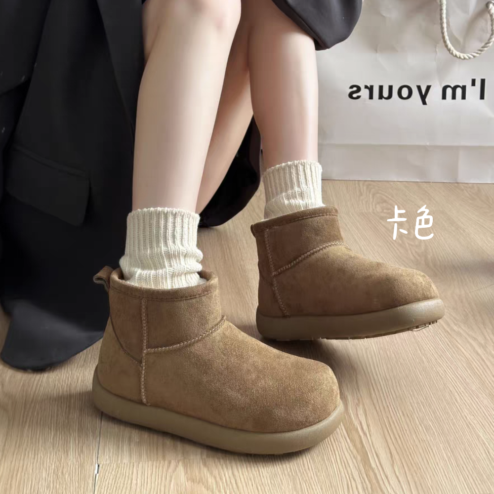 自留款♥️絨毛厚底雪靴 可愛加厚加絨保暖靴 毛毛靴 雪靴 雪地靴 增高 厚底 靴子 短筒靴 內鋪毛 防滑靴 G8535-細節圖6