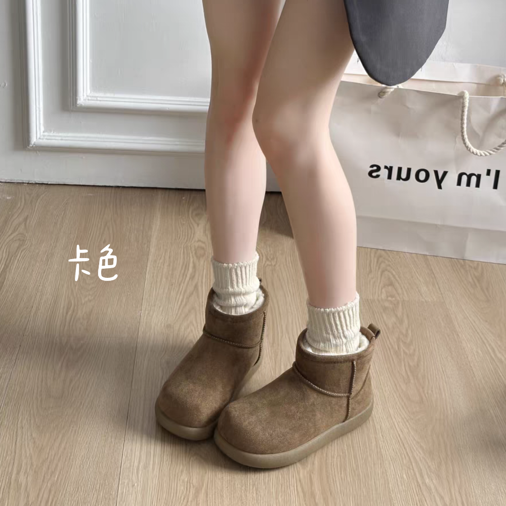 自留款♥️絨毛厚底雪靴 可愛加厚加絨保暖靴 毛毛靴 雪靴 雪地靴 增高 厚底 靴子 短筒靴 內鋪毛 防滑靴 G8535-細節圖7