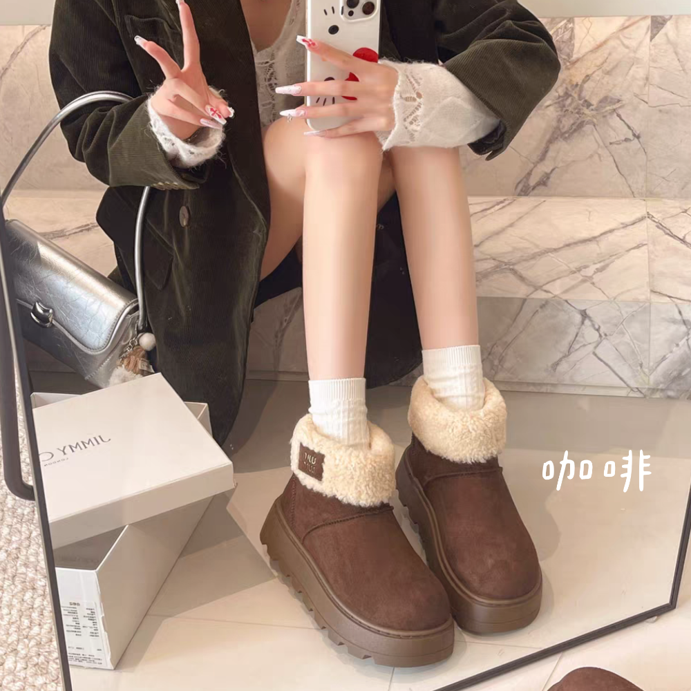 韓版羊羔翻毛不過膝長筒靴 加絨毛毛雪地靴 不過膝長靴 騎士靴 韓版平底靴 長靴女 高筒靴 騎士靴子 G4548-細節圖8