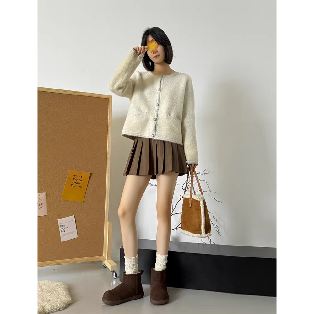 素面內刷毛厚底短靴 保暖雪靴 毛毛靴 厚底毛毛雪靴 內刷毛羊羔毛 增高 厚底 靴子 短筒靴 保暖靴 內鋪毛 G2260-細節圖2