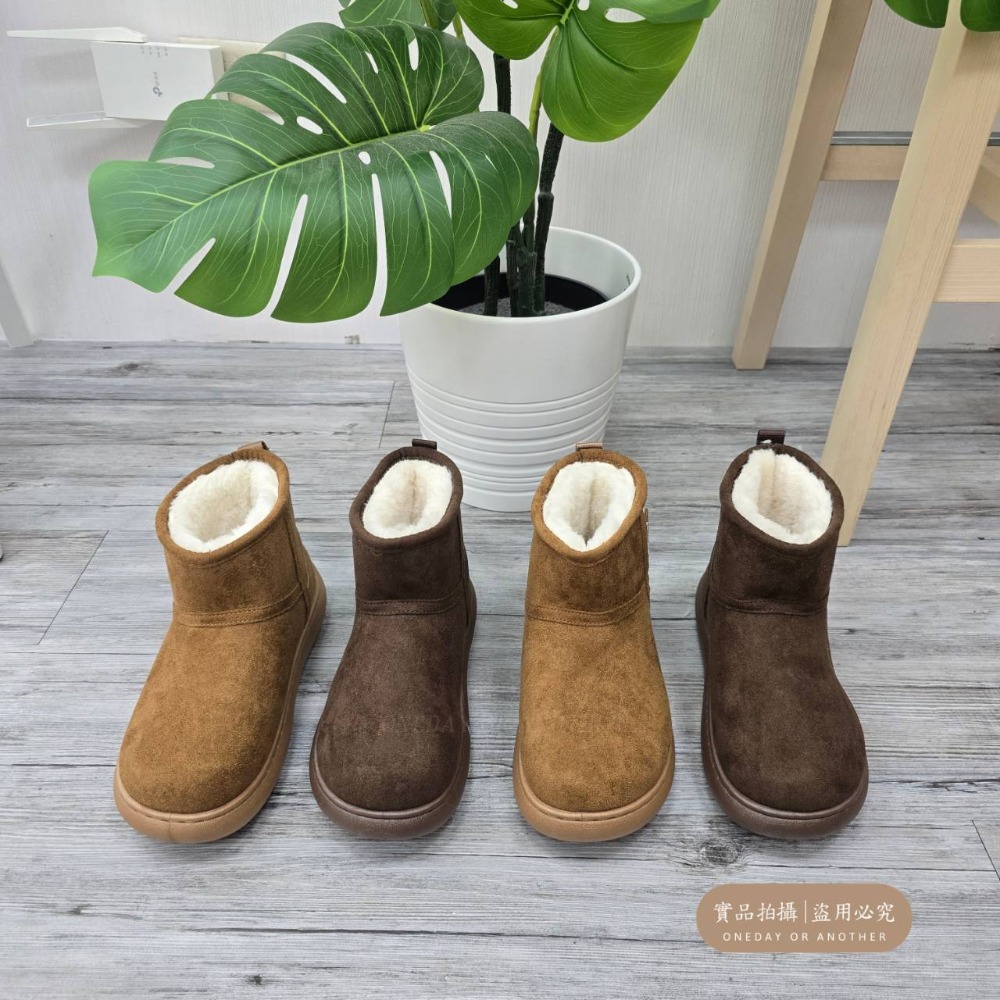 素面內刷毛厚底短靴 保暖雪靴 毛毛靴 厚底毛毛雪靴 內刷毛羊羔毛 增高 厚底 靴子 短筒靴 保暖靴 內鋪毛 G2260-細節圖10