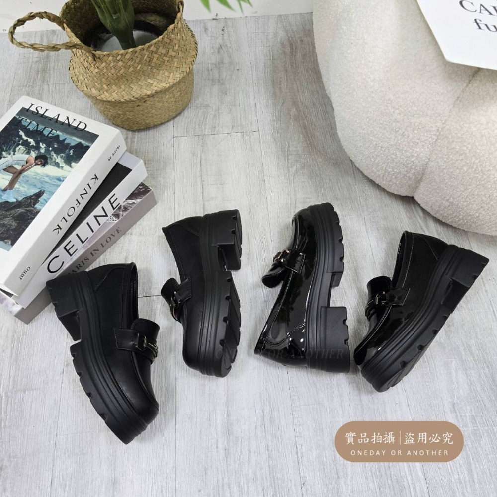 學院金屬馬鞍釦樂福小皮鞋 厚底大粗跟 方頭紳士鞋 復古英倫風 包鞋 厚底鞋 鬆糕底 增高底 紳士鞋 樂福鞋 小皮鞋505-細節圖4