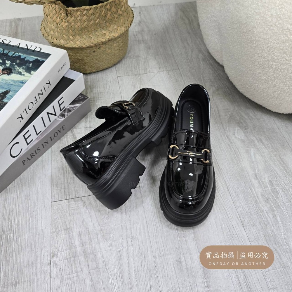 學院金屬馬鞍釦樂福小皮鞋 厚底大粗跟 方頭紳士鞋 復古英倫風 包鞋 厚底鞋 鬆糕底 增高底 紳士鞋 樂福鞋 小皮鞋505-細節圖6