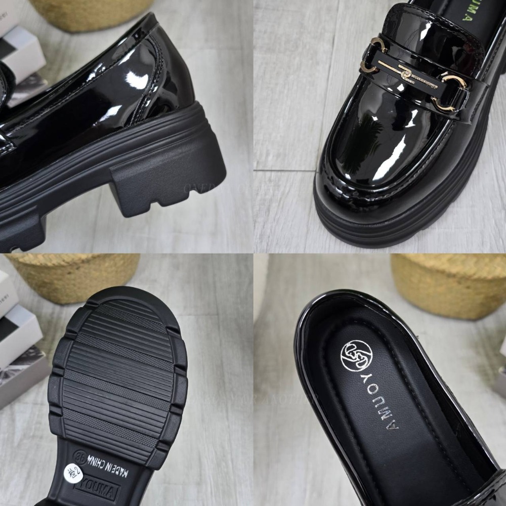 學院金屬馬鞍釦樂福小皮鞋 厚底大粗跟 方頭紳士鞋 復古英倫風 包鞋 厚底鞋 鬆糕底 增高底 紳士鞋 樂福鞋 小皮鞋505-細節圖10